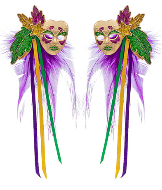 GS - Mask and Feathers Mardi Gras Earrings
