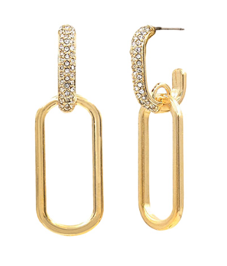 GS - Gold Rhinestone Chain-link Earrings