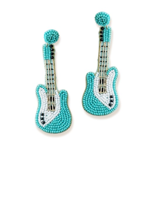 V&L - Blue Guitar Beaded Earrings