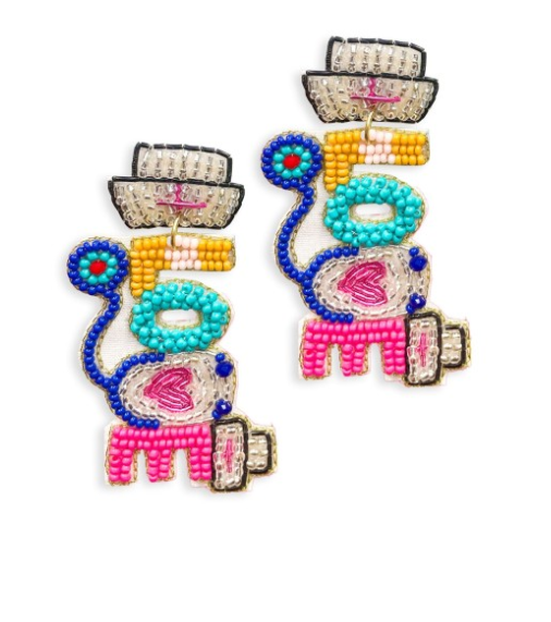 V& L - Beaded Nurse "Love" Earrings