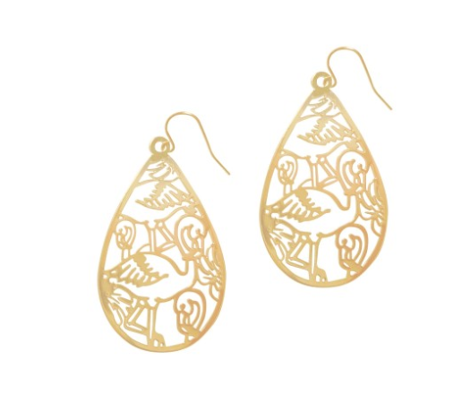 V&L - Gold Flamingo Maya Earrings