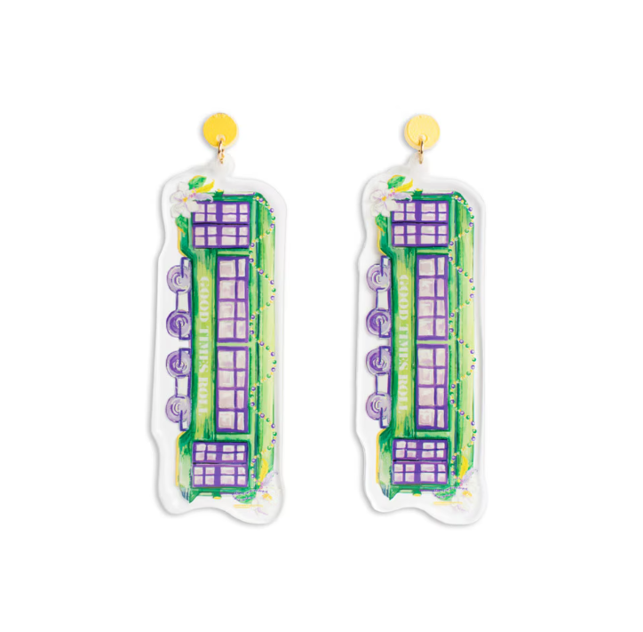 TRS - Mardi Gras Streetcar Earrings