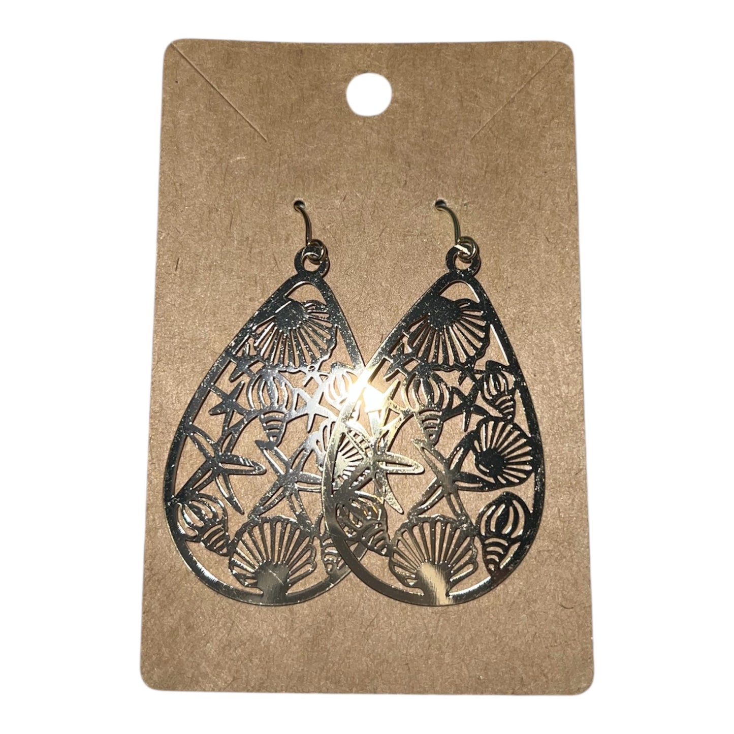 Seashell and Starfish Teardrop Earrings
