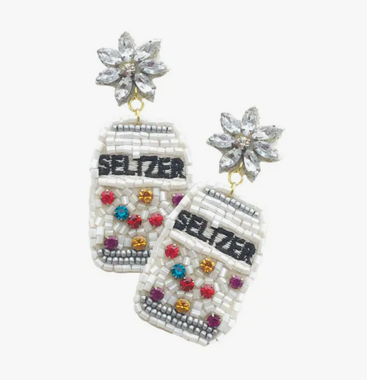 Rhinestone and Beaded Seltzer Earrings