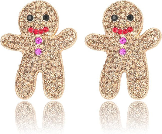 Gingerbread Man Rhinestone Earrings