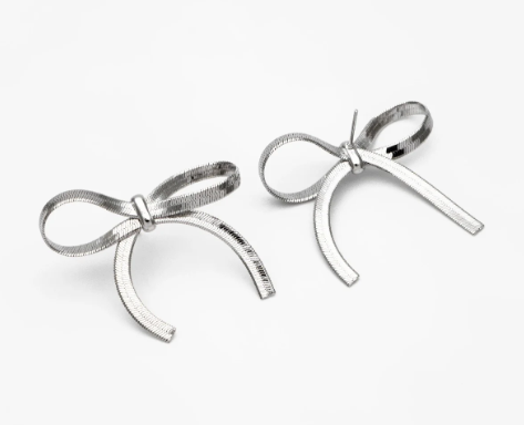 Silver Chain Bow Earrings