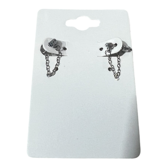 Silver Chain Cuff Earrings