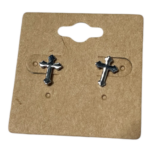 Silver Cross Studs