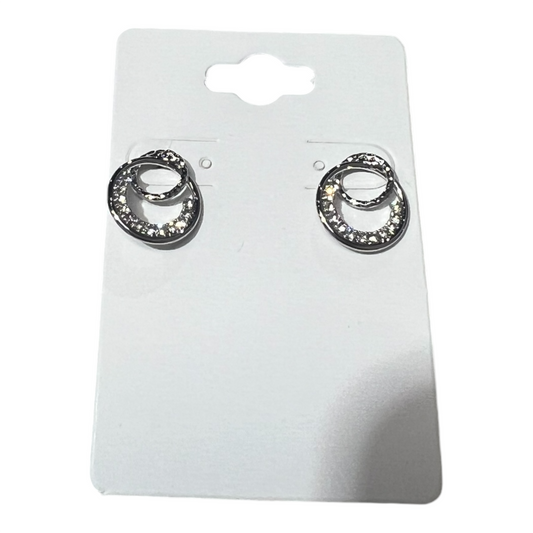 Silver Crystal Hoop Studs