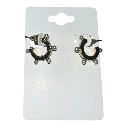 Small Gold Hoops with Pearls