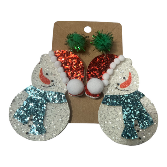 Snowman Glitter Earrings