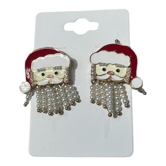 Santa with Pearl Beard Earrings