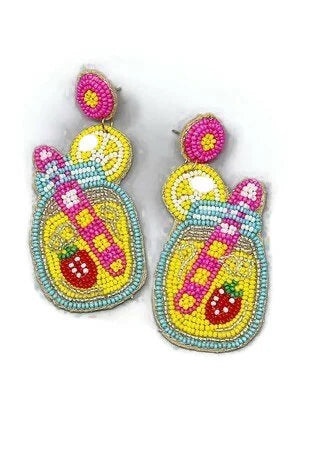 Beaded Strawberry Lemonade Earrings