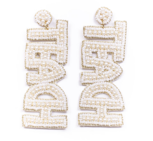 'Teach' Beaded Pearl Earrings