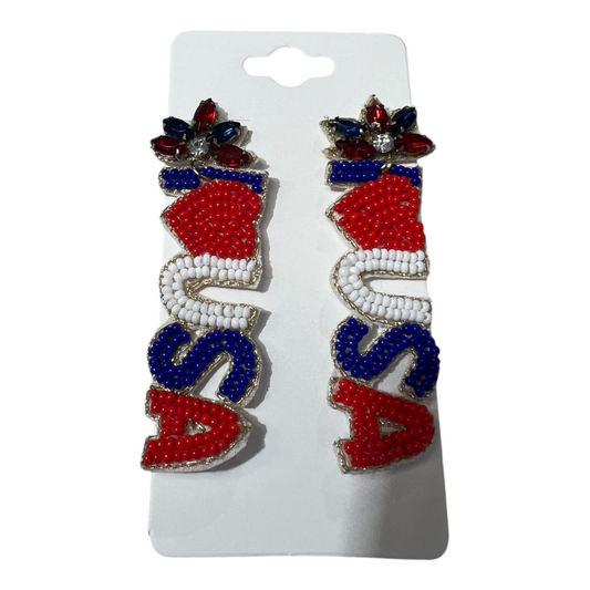 USA Beaded Drop Earrings