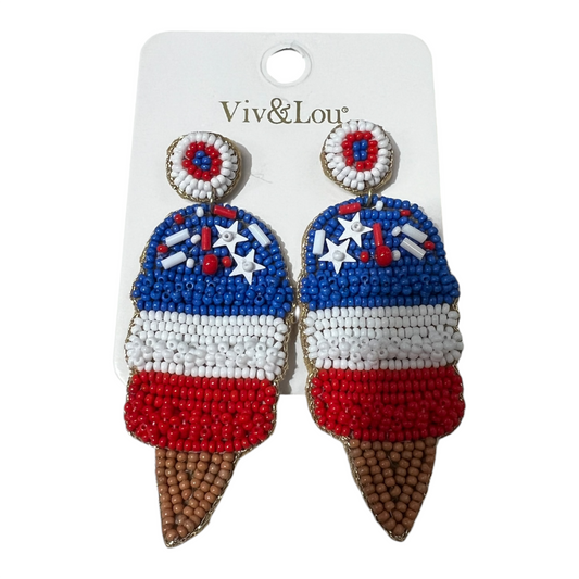 USA Ice Cream Beaded Earrings