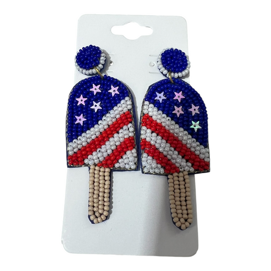 USA Popsicle Beaded Earrings