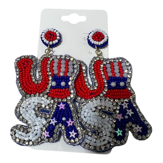 USA Quad Beaded Earrings