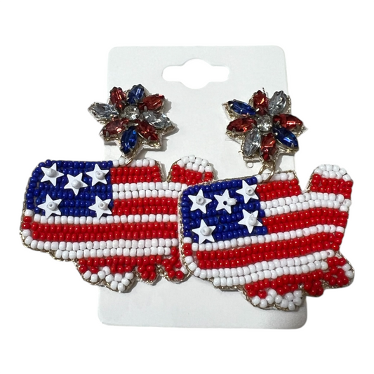 United States American Flag Beaded Earrings