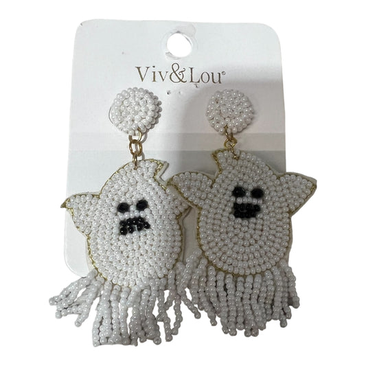White Ghost Beaded Earrings