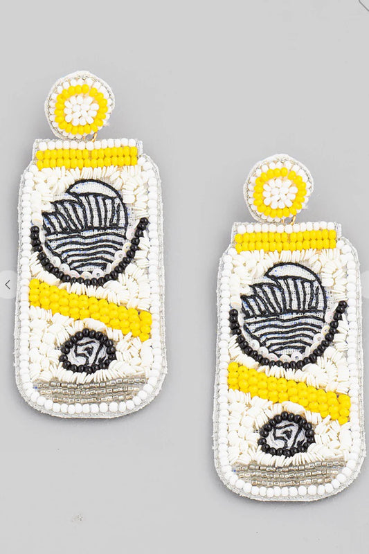 Yellow White Claw Beaded Earrings