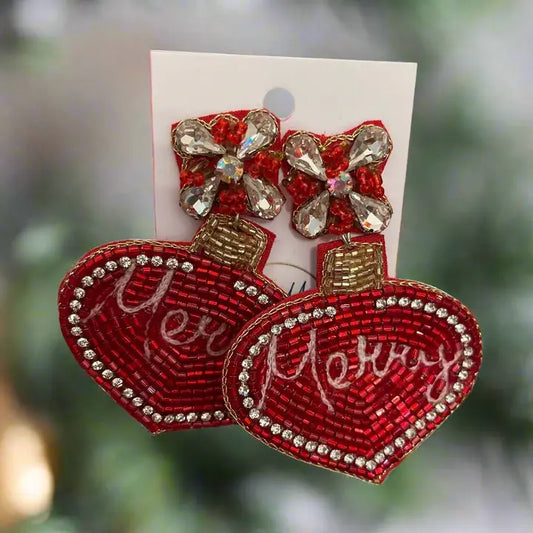 Red Merry Ornament Earrings