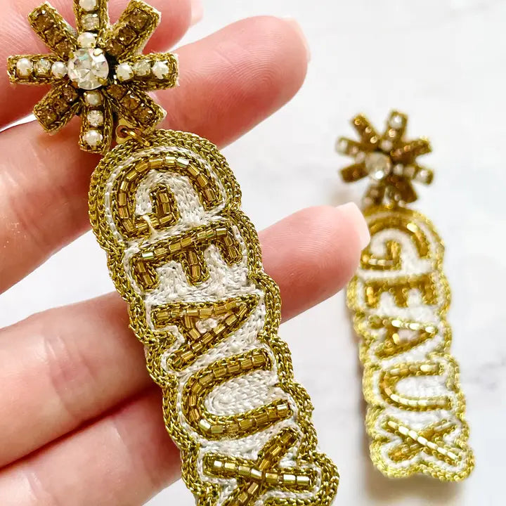 Gold Geaux Beaded Earrings