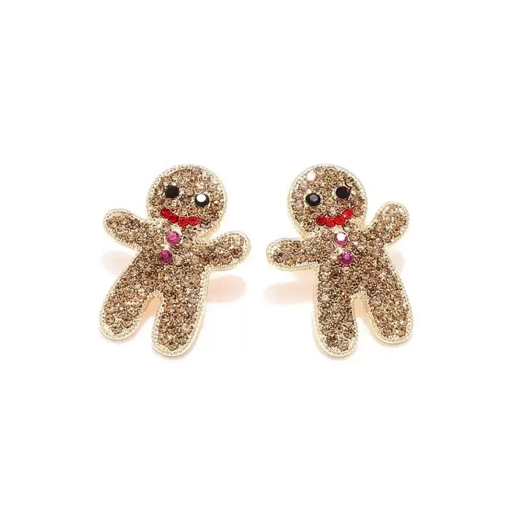 Jeweled Gingerbread Man Earrings
