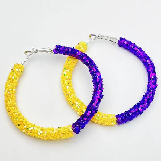 LSU Sparkling Hoop Earrings