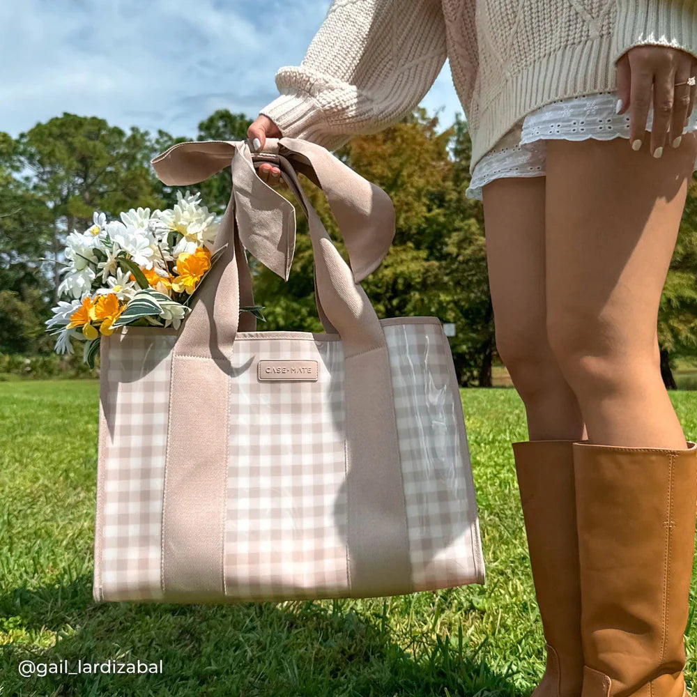 Case-Mate : Latte Gingham Bow Jelly Tote