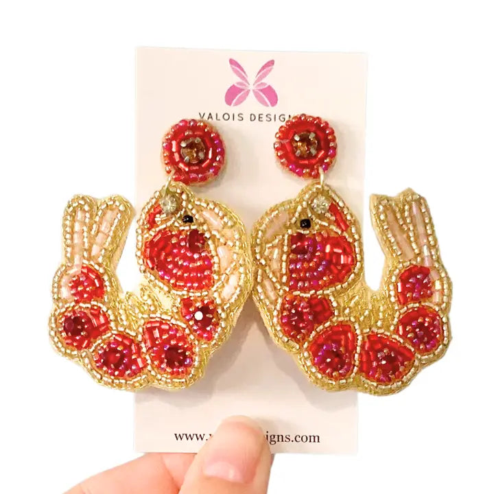 Boiled Shrimp Beaded Earrings
