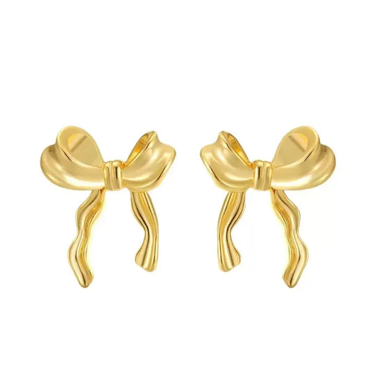 Cute Dainty Gold Bow Earrings