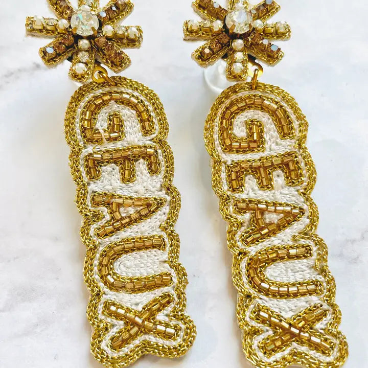 Gold Geaux Beaded Earrings