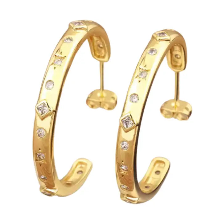 Star Dazzle Hoop Earrings