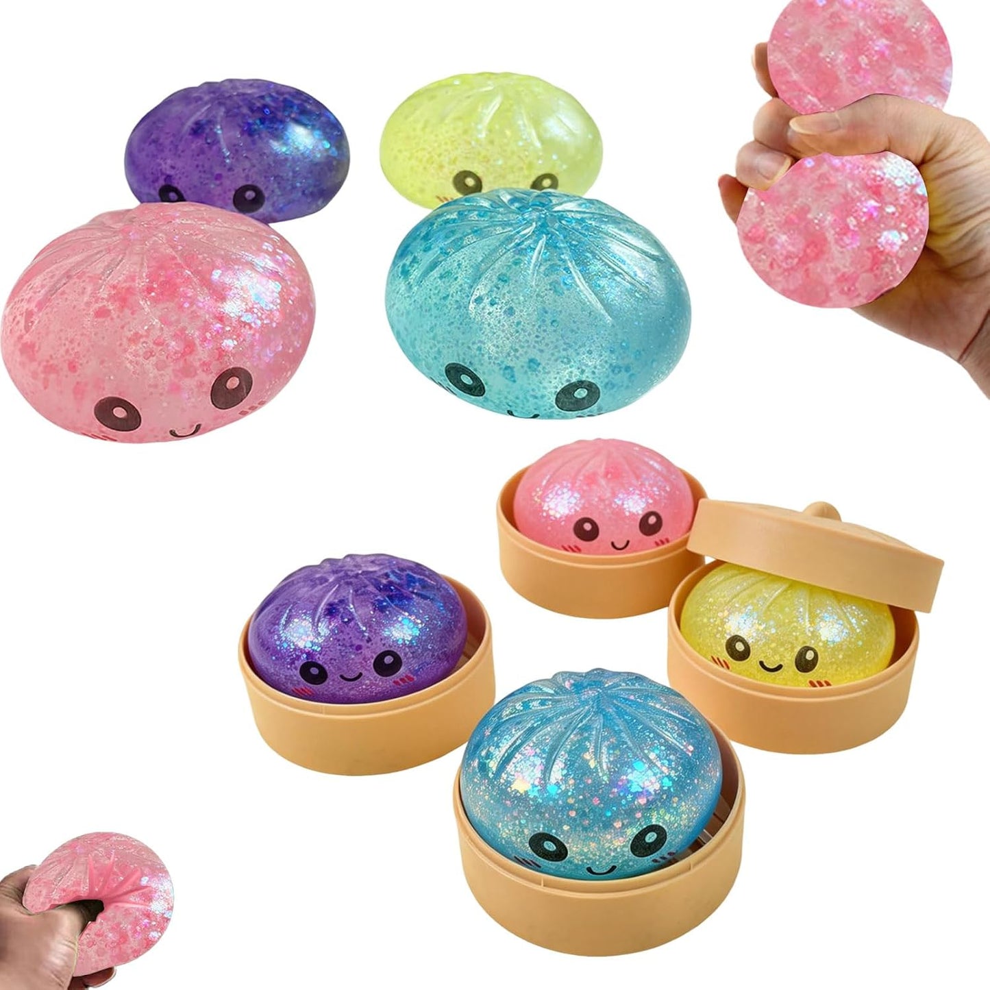 Glitter Rainbow Mystery Dumpling - Squishy Bun