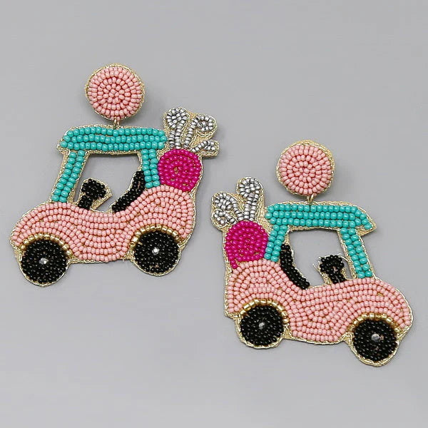 Beaded Golf Cart Earrings