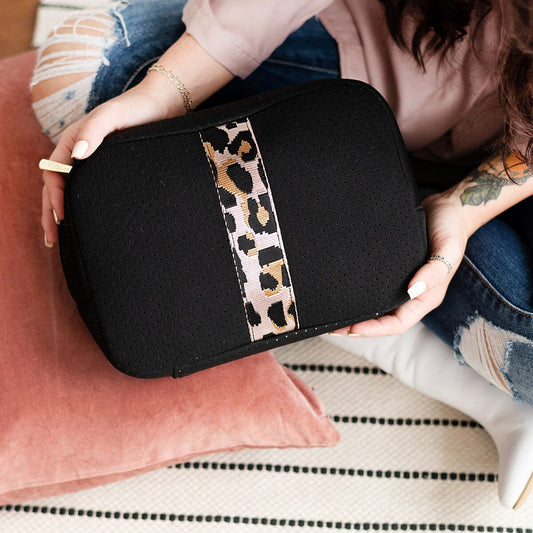 VIV&LOU - Black and Rose Cheetah Cosmetic Bag