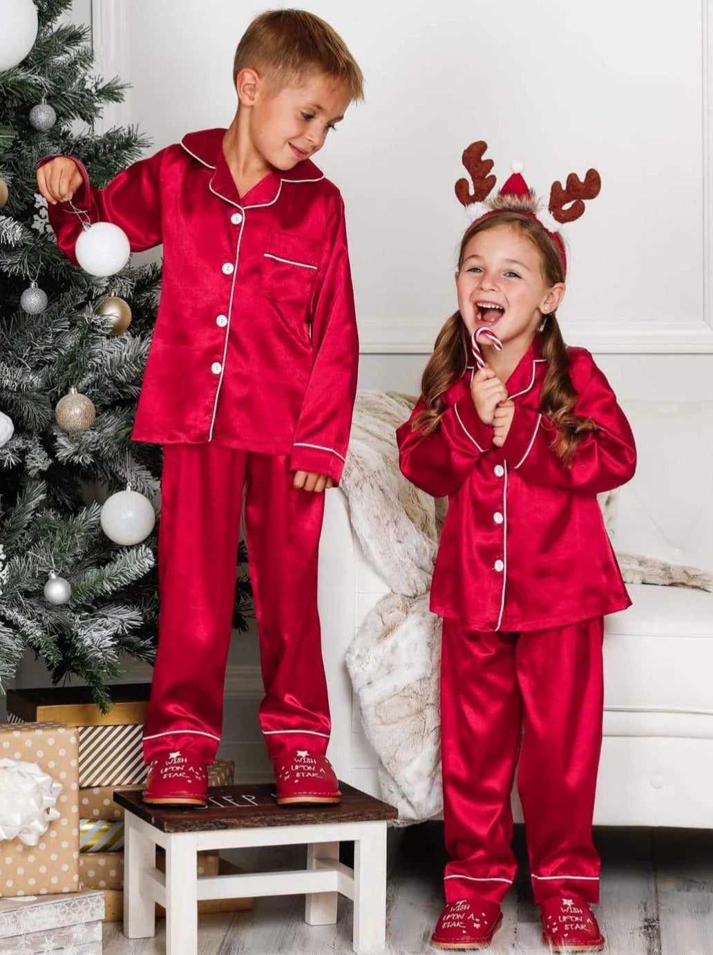 Kids Red Satin Pajamas