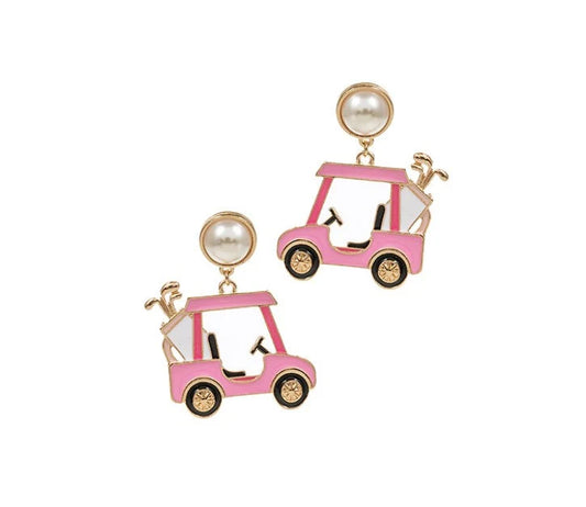 Pink Golf Cart with Pearl Stud