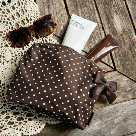 Case-Mate : Espresso Polka Dot Bow Crinkle Makeup Bag