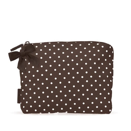 Case-Mate : Espresso Polka Dot Bow Crinkle Makeup Bag