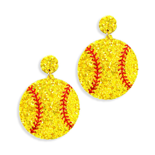Glittery Softball Earrings