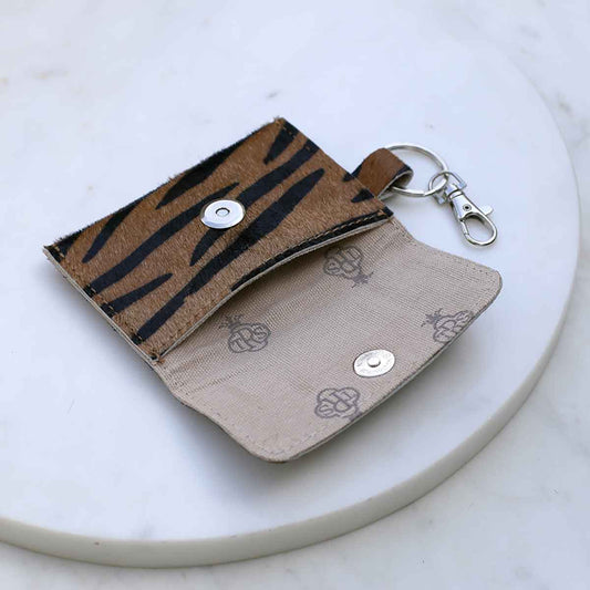 Tiger Print Hide Keychain Wallet