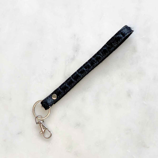 Embossed Hide Leather Wristlet Keychain