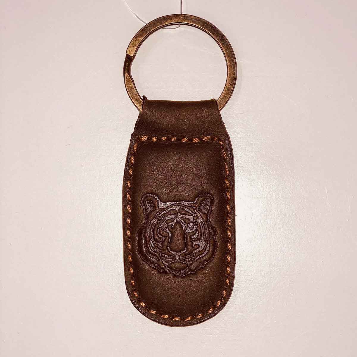 Tiger Leather Embossed Keychain