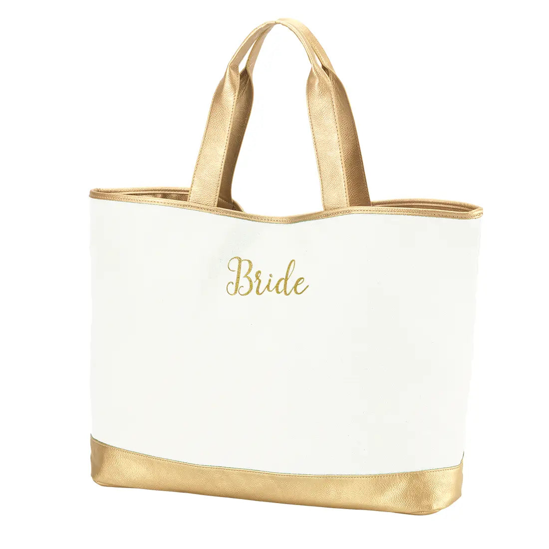 Creme Cabana Tote Gold Bride Embroidery