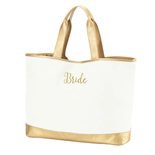 Creme Cabana Tote Gold Bride Embroidery - Ascension Golf Carts, LLC