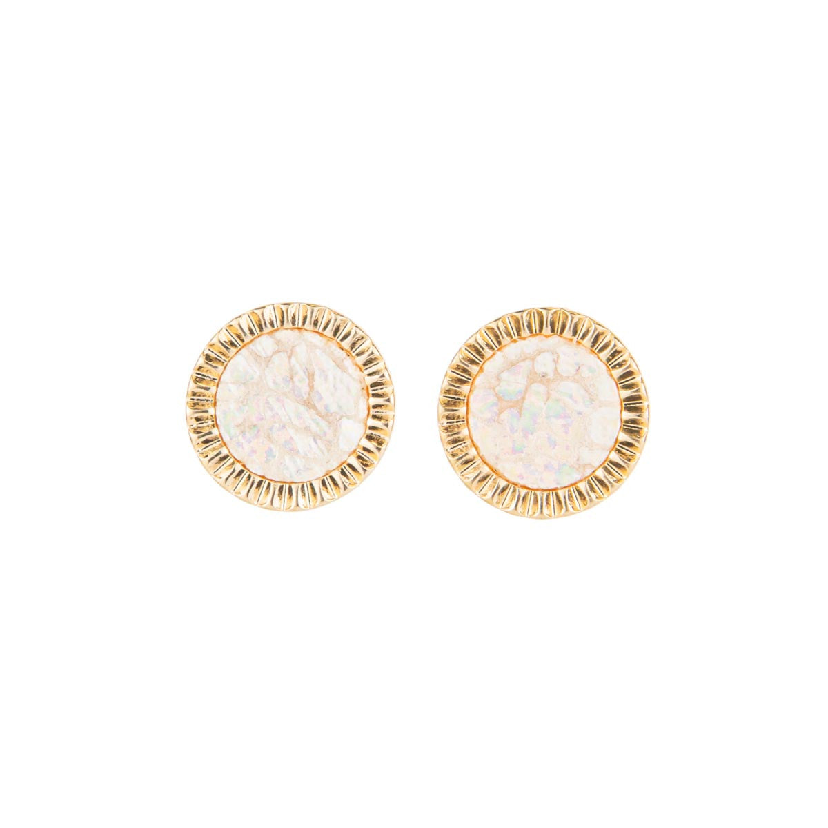 Beauvais Stud Earrings in Gold/White