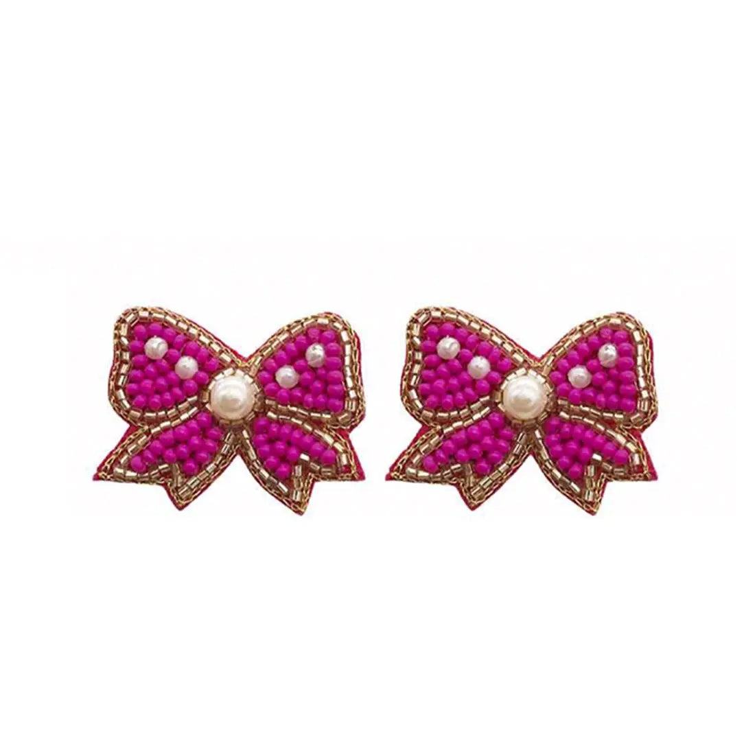 Hot Pink Bow Earrings