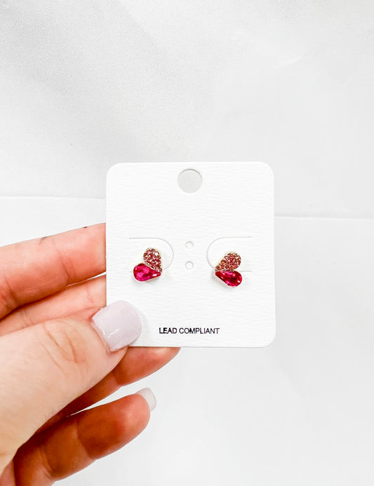 Fuchsia Heart Stud Earrings